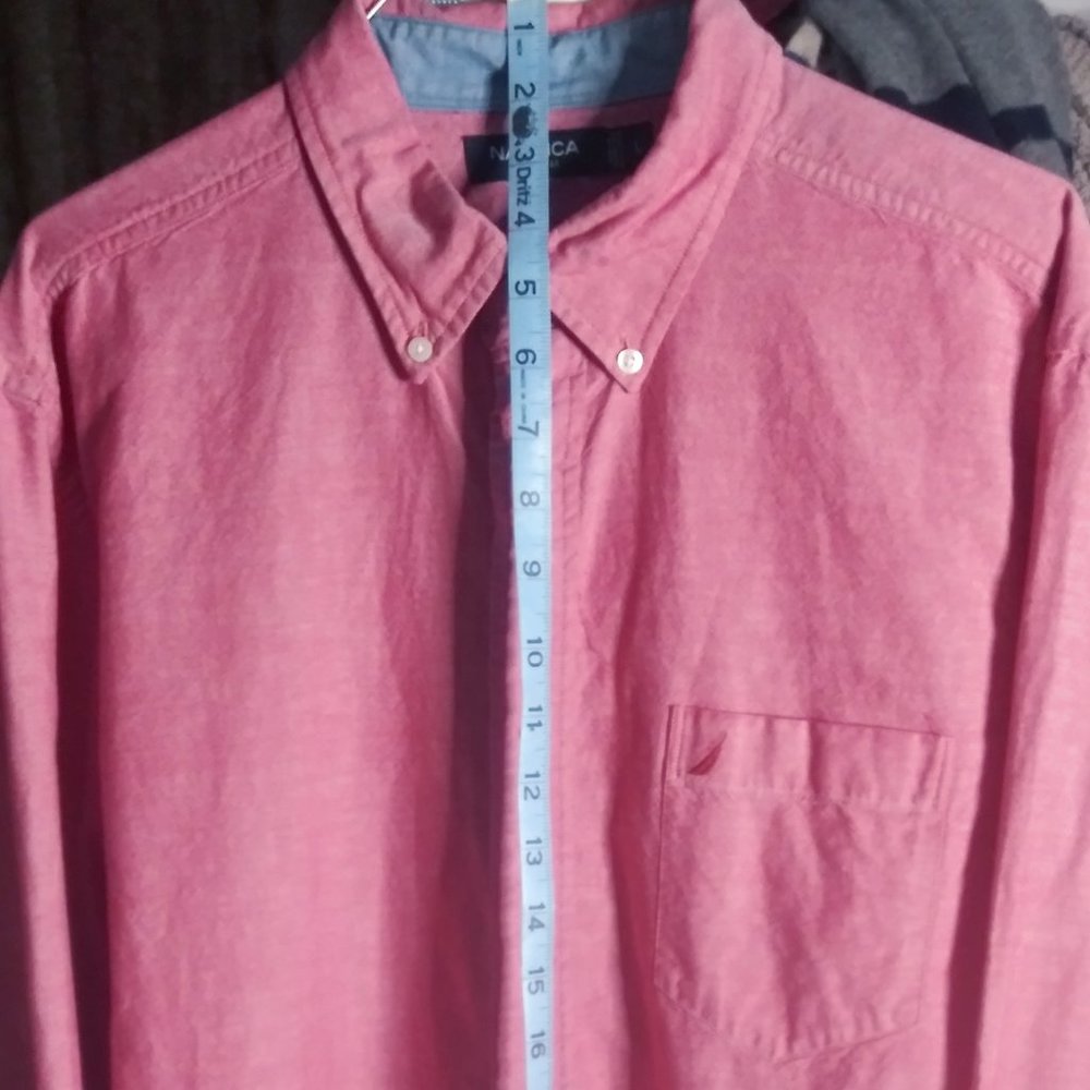 Mens Nautica Pink Botton up shirt Size Lg
